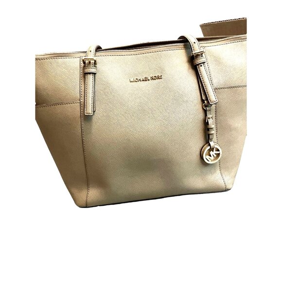 Authentic taupe Michael Kors large tote purse leather pockets Valued @ $200 - Picture 6 of 8